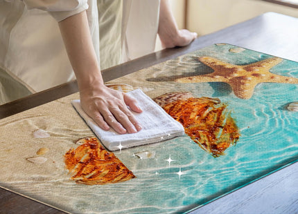 Nesphy Anti-Fatigue Kitchen Rug Set of 2, Waterproof, Non-Slip, Seashell