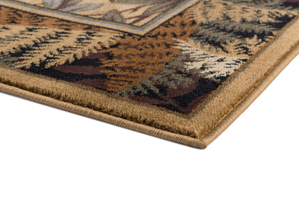 Fern Bear Beige 5x7 Area Rug Cabin for Living Room - Bedroom or DiningRoom - Lodge, Novelty Farmhouse Style Bear Figure Rustic Indoor Carpet
