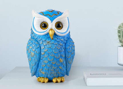 Buildopia Owl Figurine Home Decor – Cute Resin Owl Statue Sculpture, Blue