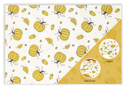 PurpleEssences Fall Pumpkin Placemats 13x19 in Set of 4 - Acorn