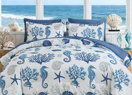 Anibedding Coastal Queen Comforter Set 7Pc Soft Beach Ocean Nautical Bed