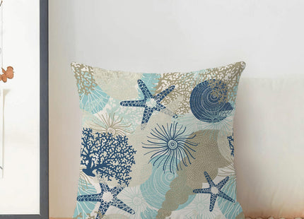 CXMEIFLY Coastal Pillow Covers 16x16 Inch Set of 2 Starfish Ocean Themed Beach Decor Throw Pillows Turquoise Navy Blue Beachy Nautical Summer Outdoor Decorative Cushion Cases for Couch Decorations