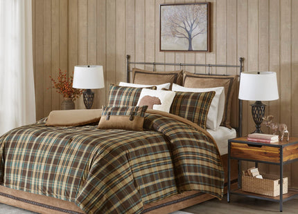 Woolrich Queen Comforter Set, Rustic Lodge Cabin Comforter, All Season Down Alternative Bedding with Matching Shams & Bedskirt, Soft Cozy Spun Fabric, Hadley Plaid, Multi