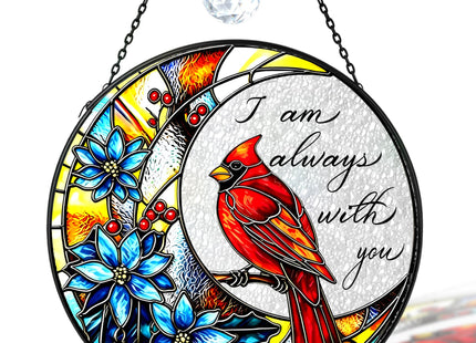 Cardinal Glass Suncatcher Gift for Bird Lovers (Red Cardinal,7.8in)