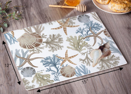 CounterArt Seashells & Starfish 3mm Tempered Glass Cutting Board