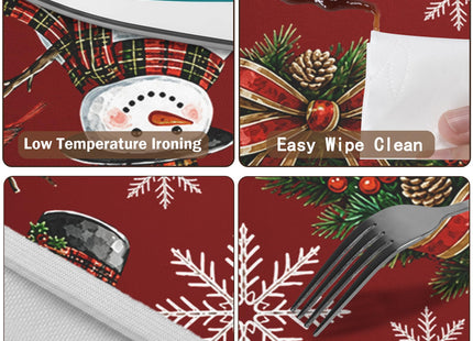 Christmas Snowman Round Fitted Tablecloth with Elastic for 36-40" Tables