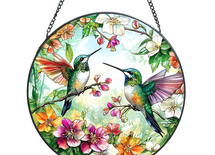 Rosporxin Hummingbird Suncatcher Stained Glass Window Hanging