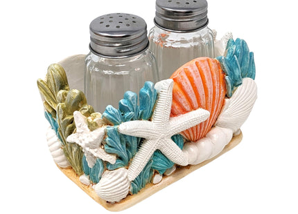 Seaside Splendor Salt and Pepper Shakers Set - Starfish Seashells Holder