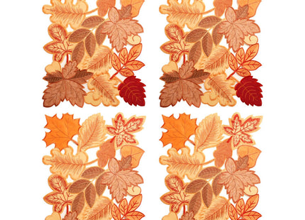 Fall Placemats Set of 4 14x20 Inch Autumn Maple Leaf Embroidered Mat