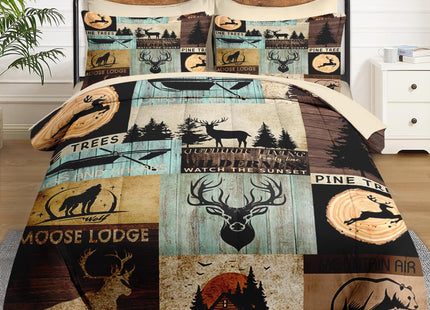 WeCozy Queen Comforter Set with Sheets, 7 Pieces Deer Bear Bedding