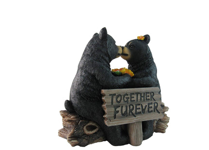DWK "Honey Love Black Bear Couple Kissing with a Cute Sign Figurine | Love Decorations for Your Home Office and Home Decorations for Living Room | Bookshelf Decor and Home Decor Accent - 6"