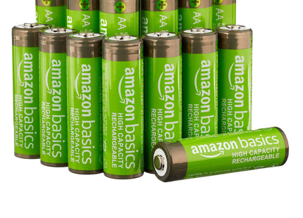 Amazon Basics 16-Pack Rechargeable AA NiMH High-Capacity Batteries, 2400 mAh, 1.2V, Low Self Discharge, Pre-Charged, Recharge up to 400x Times