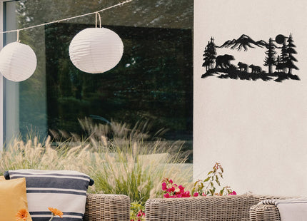 Moxweyeni Metal Bear Wall Art Forest Mountain Hunting Decor,Black