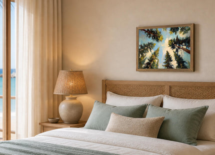 Framed Pine Forest Tree Wall Art Modern Nature Canvas Cabin Landscape Print