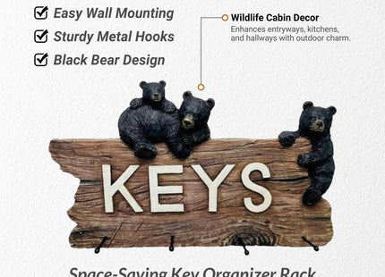 Pine Ridge Deer Antler Hook Key Holder Home Decor, Wall Mounted Rustic Keys Inscribe Keyholder, Organizer, Coat Hooks Deer Hunting Decorations for Home