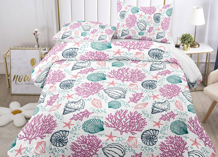Raphus Cucullatus Sea Shell Bedding Comforter Queen Size, Beach Theme Ocean Coastal Bedding Set