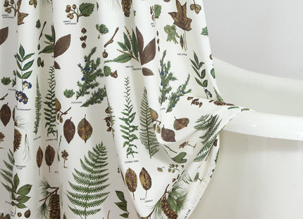 BESTRIPES Fabric Shower Curtain, Brown and Green Natural Botanical Leaf Pinecone Print Shower Curtains for Bathroom, 72" W x 72" H