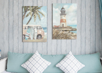 ARTISTIC PATH Beach Coastal Lighthouse Canvas Wall Art 16"x24"x2 PCS