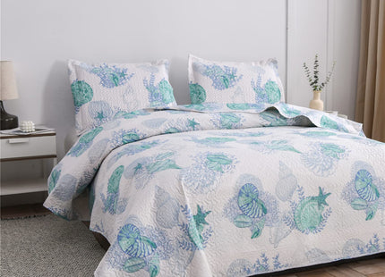 Smuge 3-Piece Beach Theme Quilt Set Queen Size Bedding Set