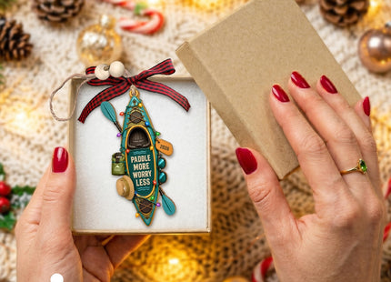 Kayak Ornament 2026 - Kayaker Gifts - Canoe Rowing Paddle Board Ornament