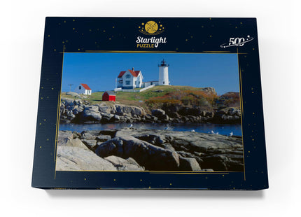 MyPuzzle Nubble Lighthouse At Cape Neddick, York Beach, Maine, USA - Premium 500 Piece Jigsaw Puzzle for Adults