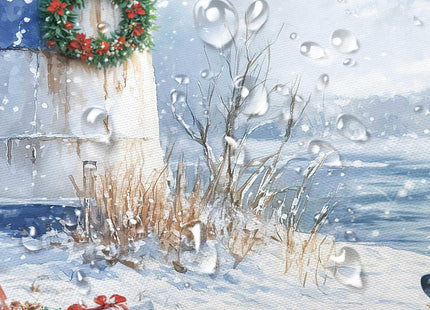Jipusai Winter Christmas Lighthouse Shower Curtain for Bathroom 70X70IN