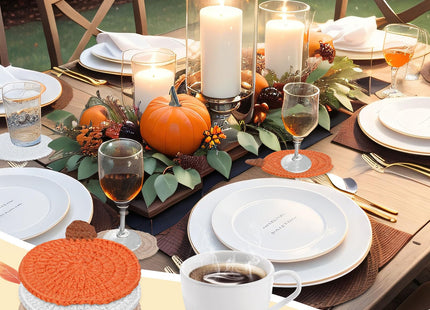 12 Pcs 4 Inch Fall Crochet Coasters, Thanksgiving Pumpkin