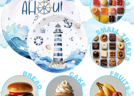 Nautical Birthday Party Decorations Set - Nautical Party Decorations, Plates, Napkins, and Forks for 20 Guests - Nautical Themed Disposable Tableware and Birthday Decorations