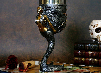 Fantasy Mermaid Octopus Wine Goblet - Sparkling Silver Tail Chalice Cup