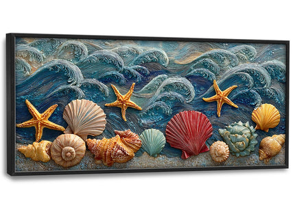 Taimeng Large Coastal Seashell Wall Art Beach Wave Wall Decor 60" L x 30" W