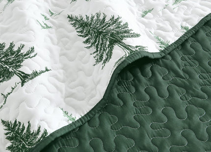 HORIMOTE HOME Green Tree Twin Quilt Set 2 Pieces, Reversible Forest Tree Printed Bedspread, Soft and Lightweight Bed Coverlet Bedding Sets for All Season Xmas Holiday Decor