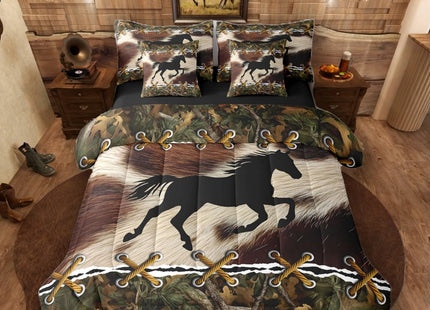 Erosebridal Camo Western Horse 7 Piece Comforter Set Full Bed in A Bag