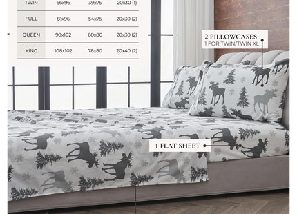 Great Bay Home King Size Microfiber Sheet Set - 4-Piece Lodge Bed Sheets - Ultra-Soft and Smooth Brushed Microfiber Woodland Decor Bedding (Moose)