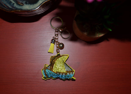 Sailboat Keychain for Women Bling Backpack Keyrings Sailors Key Fob Sailing Purse Charm