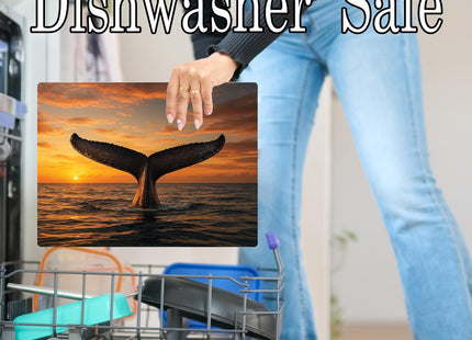 Wildlife Animal Gray Blue Whale Tail Kitchen Glass Cutting Board Decorative Gift Farm Home Serving (Whale)