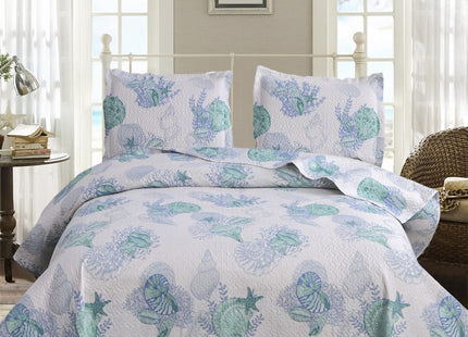 Smuge 3-Piece Beach Theme Quilt Set Queen Size Bedding Set