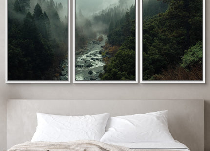 SIGNWIN 3 Piece Framed Canvas Wall Art Woodland Nursery Decor Forest Rivers Canvas Prints Home Artwork Decoration for Living Room,Bedroom - 16"x24"x3 White