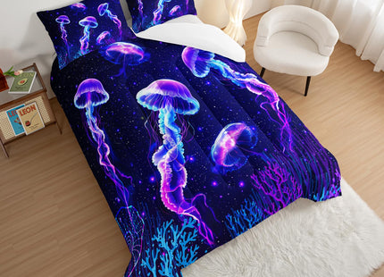 HOSIMA Ocean Themed Jellyfish Full Comforter Set with 2 Pillowcases.