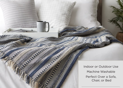 DII Diamond Throw Collection Cotton Woven, 50x60, Nautical Blue
