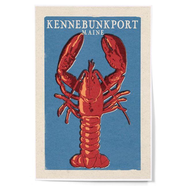Lantern Press Kennebunkport, Maine, Lobster Woodblock, 12x18 Inch Art Print, Home Decor⁠