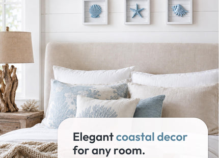 Tide and Tales 3D Coastal Wall Art, Beach Wall Decor, Framed Set of 4, Blue