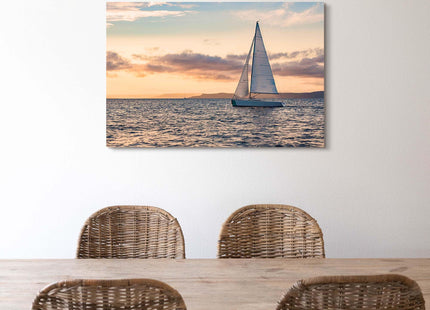 TAR TAR STUDIO Sailboat Ocean Canvas Wall Art - Large Nautical Print Coastal Sailing Ship Decor Seascape Beach Artwork for Bedroom Living Room 45x30in