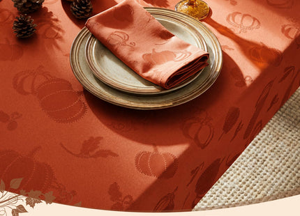 Romanstile Fall Jacquard Rectangle Tablecloth, Thanksgiving Pumpkin