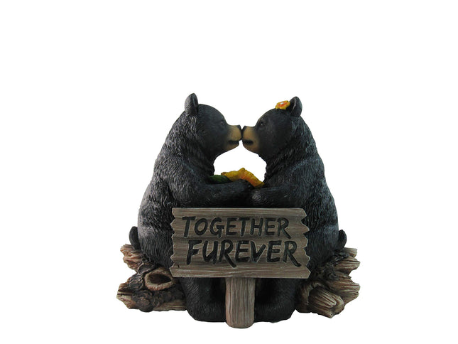 DWK "Honey Love Black Bear Couple Kissing with a Cute Sign Figurine | Love Decorations for Your Home Office and Home Decorations for Living Room | Bookshelf Decor and Home Decor Accent - 6"