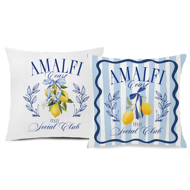 Nipil Summer Lemon Coastal Pillow Covers 18x18, Coastal Room Decor, Amalfi Coast Party Decorations, Mediterranean Coastal Decorative Throw Pillow Covers for Home Living Room Bedroom,Set of 2
