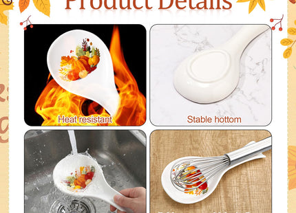 Fall Ceramic Spoon Rest, Pumpkin Pattern, Halloween Kitchen Decoration