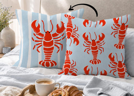 HIWX Blue Coastal Beach Lobster 18x18 Pillow Covers Double-Sided, Preppy Beach Room Decor, Ocean Beachy Crawfish Decorative Pillow Covers for Couch Bed Home Bedroom Living Room Decor