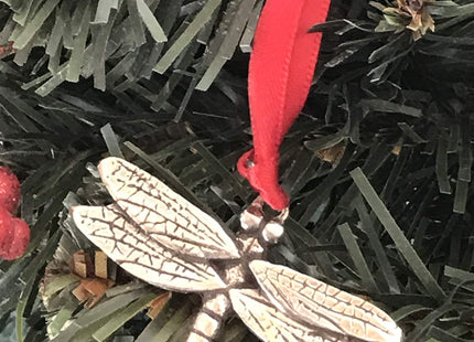 Pewter Dragonfly Fairy Christmas Ornament and Holiday Decoration
