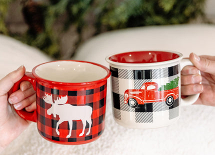 Lazy One Novelty Mugs, Funny Gift Mug for Family, Friends, or Coworkers in your Office, Camping (Moose Plaid)