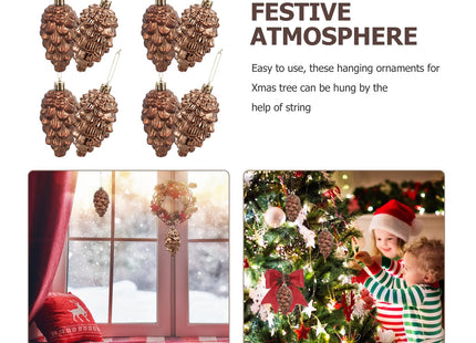 ABOOFAN 8 Pcs Christmas Pinecone Ornament Fall Hanging Pine Cone Ornament Shatterproof Pinecone Ball for Xmas Tree Fall Thanksgiving Day Decoration